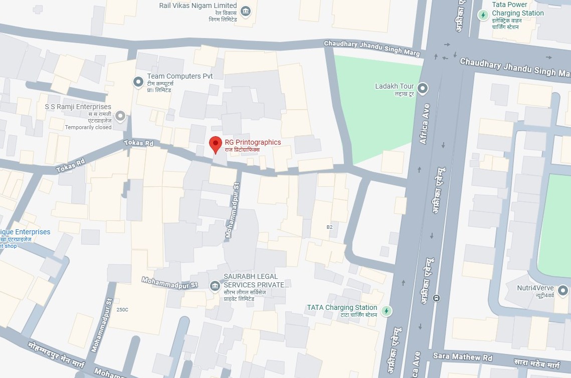 Map showing RG Printographics at Mohammadpur, New Delhi